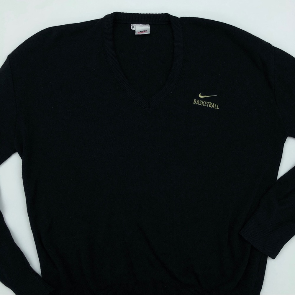 90s Nike White Tag Embroidered V Neck Sweater XL